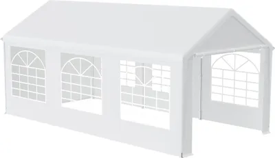Immagine prodotto di QEENTOE Gazebo da esterno 3x6 metri con finestre, impermeabile, bianco – Tenda da giardino e per feste, ideale per campeggio, eventi e riunioni