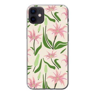 Produktbild von MuchoWow® Handyhülle Schutzhülle Hülle für iPhone 12 mini Blume - Rosa - Blatt Silikon Softcase Handy Hülle - Bild