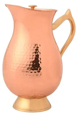 Produktbild von Verzierte Kupferkanne mit Deckel und Messinggriff