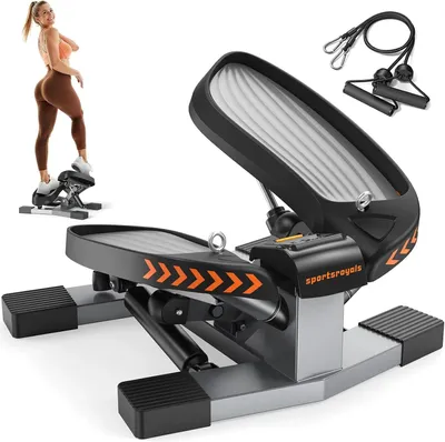 Produktbild von Stepper Trainingsgerät - Twist Stepper - Cardio Training - Mit Widerstandsbändern - 150 kg Belastbarkeit - Für Heimfitness - Schwarz