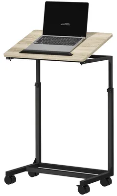 Zdjęcie produktu dla Regulowany stolik pomocniczy na kółkach | Kolor: brązowy, czarny | Wymiary: 55x36x62,5-82,5 cm