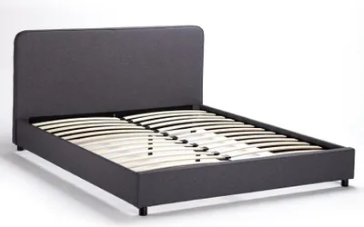 Immagine prodotto di Letto matrimoniale completo in tessuto con rete Queen Size 160x190 cm Zurich King - Grey