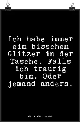 Produktbild von Mr. & Mrs. Panda Bild Ich habe immer ein... DIN A4 - Schwarz - Geschenk, wanddeko, drucke, Sprüche, Wandschmuck, Freundin, Plakat, Wandbild, Glitzer, Motivation, Spruch
