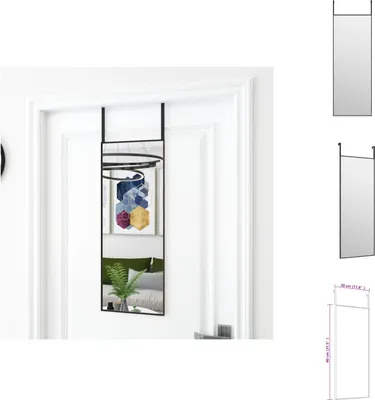 Zdjęcie produktu dla vidaXL Lustro do drzwi czarne 30x80 cm szkło i aluminium - Lustro