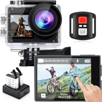 Productafbeelding van Actiecamera 4K - Onderwatercamera 40 m waterdicht - 20 MP - WiFi - Dubbel touchscreen - Grijs