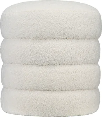 Produktbild von Hocker, rund, Teddyfleece, bis 120kg, Φ40x45H cm, Cremeweiß