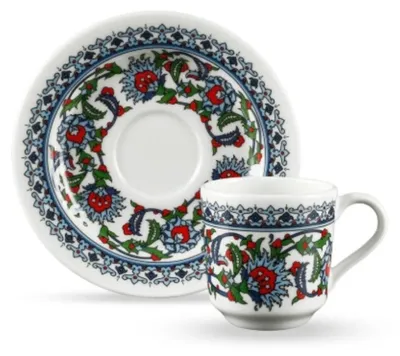 Zdjęcie produktu dla Zestaw 12 filiżanek do kawy Korkmaz Topkapi – orientalny wzór dla 6 osób, 70 ml