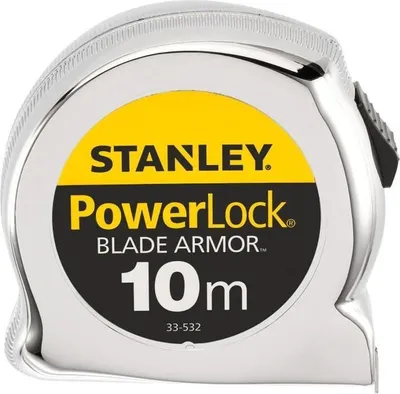 Image de Mètre Ruban Stanley, 10 m x 25 mm, Blade Armor, Powerlock, Boîtier ABS Chromé