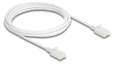 Produktbild von Delock RJ45 Netzwerkkabel Cat.6A Stecker zu Stecker mit robuster Rastnase Industrietauglich U/UTP Slim 3 m weiß