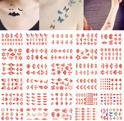 Obrázok produktu pre Dočasné tetovanie Tetovanie Body Art Malé listy Tetovacie nálepky Falošné tetovanie na ruky Nálepky pre mužov ženy (30 listov)