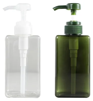 Produktbild von 2er-Pack Pumpflaschen-Spender, quadratischer Kunststoff-Lotionspender, leerer Lotion-Pumpflaschen-Spender, leerer nachfüllbarer Flüssigkeitsbehälter