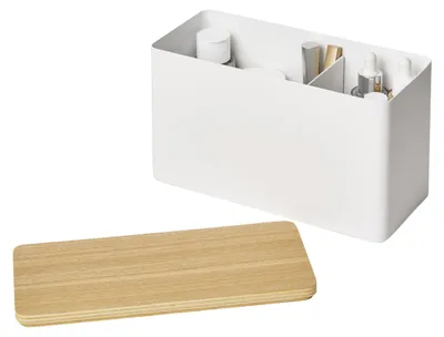 Aufbewahrungsbox mit Holzdeckel, Stahl/Holz, 23x10,5x14 cm