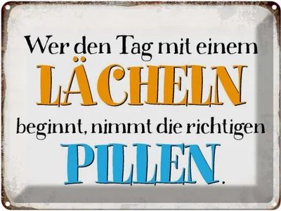 Produktbild von vianmo Blechschild 30x40 cm wer den Tag mit einem Lächeln Spruch Zitat