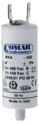 Obrázok produktu pre Spúšťací kondenzátor pre motor 2 μF/5 % ø3,4 × 6,3 cm Konek