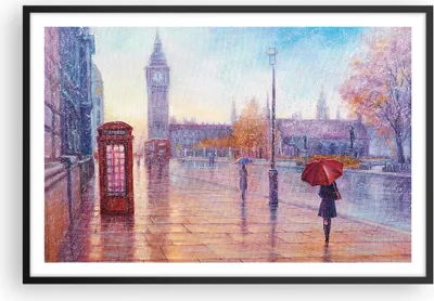Produktbild von Gerahmtes Poster - Schwarzer Rahmen - Groß Ben Regenschirm - 91,5x61 cm - Wand Bild - Wanddeko - Wandbilder - Kunstposter - Wandposter - Bilderrahmen - Bilder - Kunstdruck - P2BAA91x61-4394