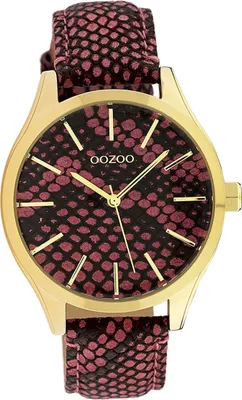 Produktbild von Oozoo Leder Damen Uhr Analog Quarzuhr Armband pink schwarz Timepieces D2UOC10433