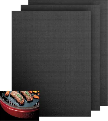 Imagen del producto de Alfombrillas para barbacoa, juego de 3 unidades, 32 x 50 cm, reutilizables, para parrillas de gas y de carbón