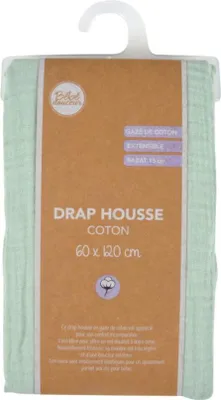 Image de Drap housse - Douceur d'Intérieur - Gaze de coton - 120x60cm - Vert