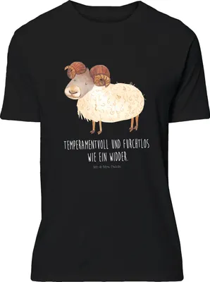 Produktbild von Mr. & Mrs. Panda Größe XL T-Shirt Sternzeichen Widder - Schwarz - Geschenk, Geburtstag April, Shirt, Tshirt, März, Bock, mit Spruch, Schafbock