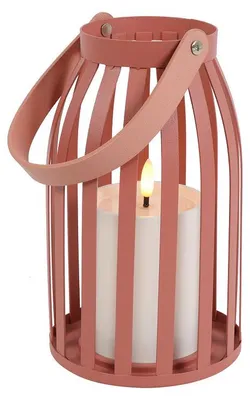 Imagen del producto de Countryfield, vela LED con forma de farol, color rosa, luz ambiental, 20 cm