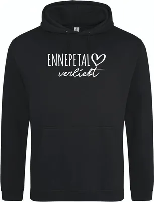 Produktbild von Huuraa Kapuzenpulli Ennepetal verliebt Geschenk Damen und Herren Sweatshirt Deep Black Größe XXL Vegan Ennepetal Präsent