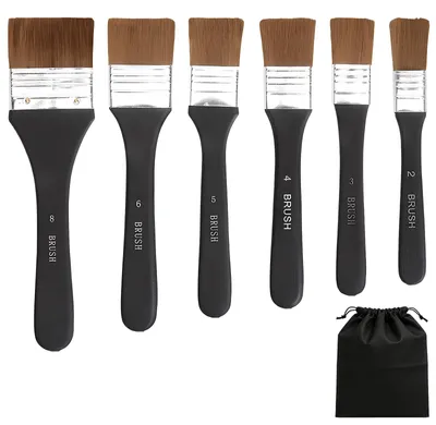 Produktbild von Acrylpinsel Set - 6-teilig mit Aufbewahrungstasche - Für Acryl Aquarell und Ölmalerei - Größen 2 3 4 5 6 8