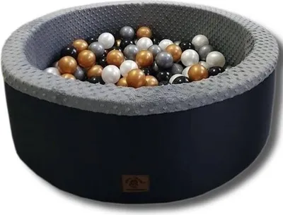 Image de Piscine à balles graphite - 90 x 40 cm - 200 balles Ø 7 cm - balles multicolores