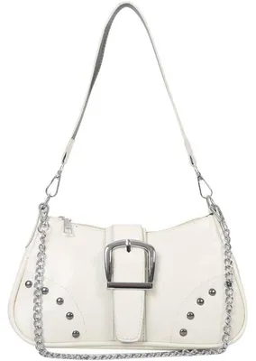Produktbild von Umhängetasche Damen Klein Hobo Leder Vintage Y2k Schultertasche mit Reißverschluss A-weiß