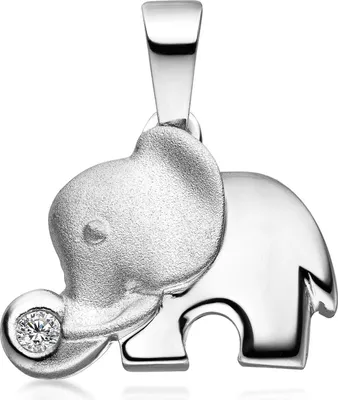 Produktbild von MATERIA by Matthias Wagner Kettenanhänger Elefant Silber 925 rhodiniert mit Zirkonia KA-99-Silber