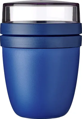 Produktbild von Mepal Müslibecher to go, praktischer Joghurtbecher to go - Unterteilung für Joghurt & Müsli - Geeignet für Gefrierschrank, Mikrowelle & Spülmaschine - 500 ml + 200 ml - Vivid Blue