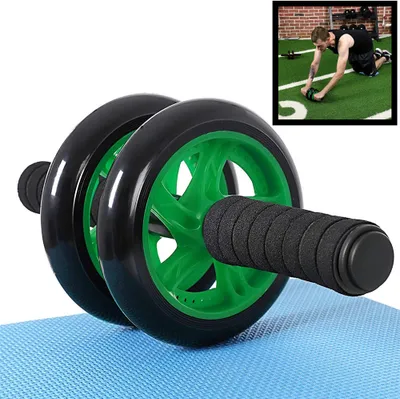 Produktbild von AB Roller Grün - Trainingsrad für Bauchmuskulatur - Bauchtrainer / Bauchrad / Bauchrolle / Bauchtrainerrad - Luxusausführung mit Matte, Schaumstoffgriffen und stabilem Bauch wheel - Decopatent