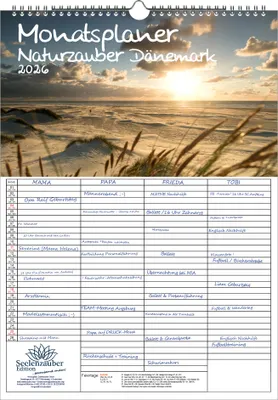 Produktbild von Naturzauber Dänemark Planer Familienplaner 4 Spaltenplaner DIN A3 Kalender für 2026 Natur Reise Land Urlaub - Seelenzauber