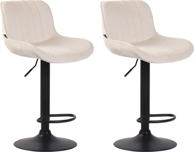 Produktbild von 2er Set Barhocker Lentini Samt schwarz creme