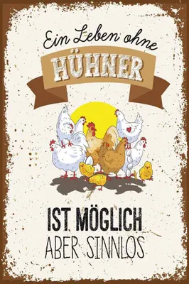 Produktbild von vianmo Holzschild 30x20 cm Leben ohne Hühner sinnlos