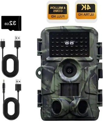 Produktbild von Wildkamera – Trailkamera – Jagdkamera – Tierbeobachtung – 60 MP, 4K-Video – IP66 wasserdicht – Grün