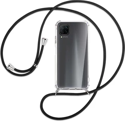 Produktbild von Handykette Backcover-Schutzhülle mit Band (Metall silberfarben) für Huawei P40 lite - schwarz