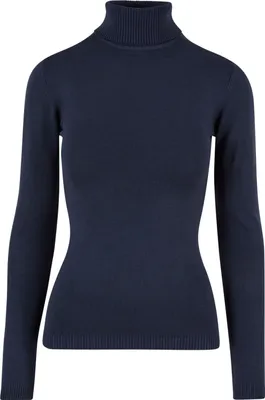 Zdjęcie produktu dla Urban Classics Damski sweter z dzianiny z golfem granatowy - XXL
