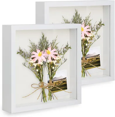 Productafbeelding van 3D fotolijst 30x30 cm, 2 stuks, 3 cm diepte, wit, voor objecten