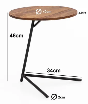 Produktbild von WOHNLING Beistelltisch 40x46x40cm Sheesham Holz Metall Couchtisch Industrial Style Echtholz Tischchen Wohnzimmer Holztisch Sofatisch Metallbeine