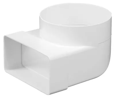 Imagen del producto de Awenta KP204-23/150 – Codo de 90° para conducto plano, transición de 60 x 204 mm a tubo redondo de Ø 150 mm