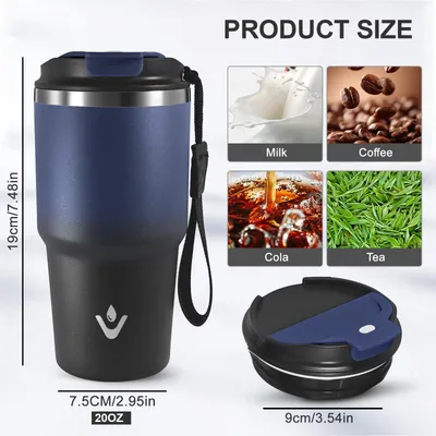 Produktbild von Mujigaga Thermobecher 20oz, Vakuumisoliert, Auslaufsicher, 8h kalt/6h heiß