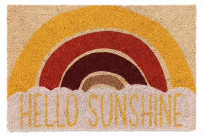 Produktbild von Relaxdays Fußmatte Kokos, Türvorleger Hello Sunshine, 40 x 60 cm, rutschfest, wetterfest, Abtreter innen & außen, bunt