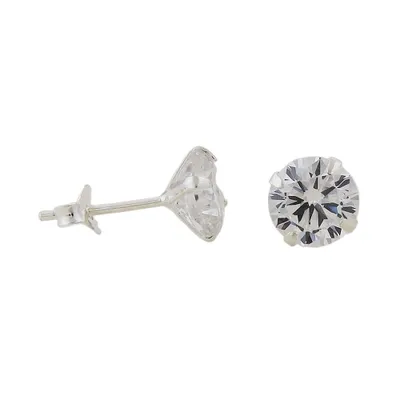 Produktbild von Ohrstecker Ohrring 6mm Zirkonia rund gefasst Silber 925