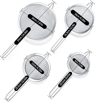 Produktbild von 4-teilige Edelstahl-Küchensieb-Set für feines Sieben von Pasta und Mehl