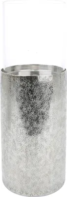 Produktbild von Gilde Kerzenhalter Craquele silber, mit Glasaufsatz H 12cm H= 20,0 cm Ø 10,5 cm 23764