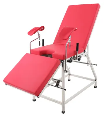 Image de Chaise d'examen médical, design ergonomique, construction robuste, couleur rouge