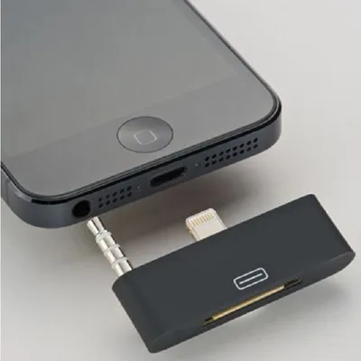 Produktbild von Audio Musik Adapter 30-Pin auf 8-Pin Lightning für iPhone 5 SE 5s 5c schwarz