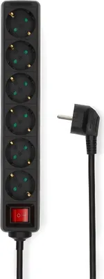 Produktbild von Nedis Steckdosenleiste - Schutzkontakt / Typ F (CEE 7/7) - 6-Wege - 5.00 m - 3680 W - 16 A - Ein-/Ausschalter - Schwarz
