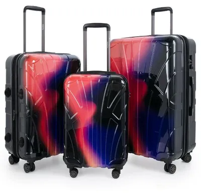 Produktbild von Suitline - 3er Kofferset Rollkoffer Hartschalenkoffer 4 Rollen Handgepäck-Trolley und Aufgabegepäck Koffer erweiterbar Travel Luggage Gepäck Set Hardcase ABS, TSA,Neon Red