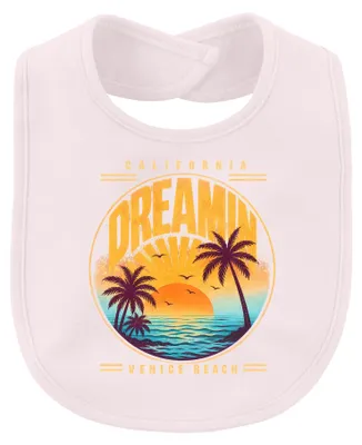 Produktbild von California Dreamin Venice Beach Retro Sunset Palmen Meer Sommer Baby Lätzchen, Pink